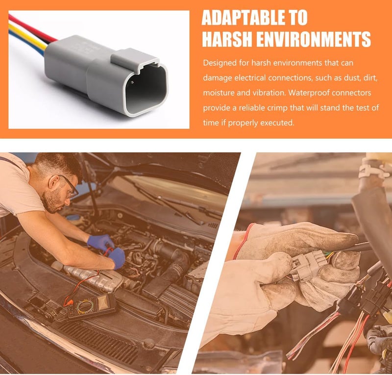 ZNDAW DT 4 Pin Connector Kit, 16 AWG Automotive Waterproof Electrical Plug 4 Way Male Female Socket, DT04-4P DT06-4S Connectors with Crimp Wire Terminals for Car Truck Motorcycle - Image 5